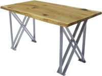 Обеденный стол Buro7 Призма с обзолом и сучками 150x80x76 (дуб натуральный/серебристый) - 