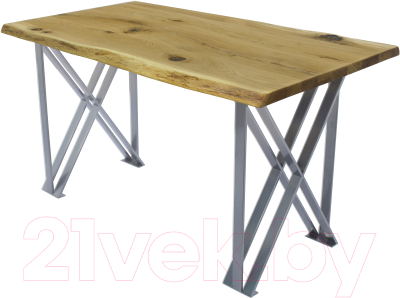 Обеденный стол Buro7 Призма с обзолом и сучками 150x80x76 (дуб натуральный/серебристый)