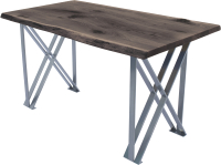Обеденный стол Buro7 Призма с обзолом и сучками 150x80x76 (дуб мореный/серебристый) - 