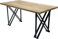 Обеденный стол Buro7 Призма Классика 180x80x76 (дуб беленый/черный) - 