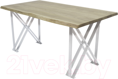 Обеденный стол Buro7 Призма с обзолом 180x80x76 (дуб беленый/белый)
