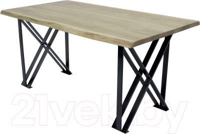 Обеденный стол Buro7 Призма с обзолом 180x80x76 (дуб беленый/черный)