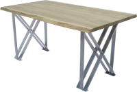Обеденный стол Buro7 Призма с обзолом 180x80x76 (дуб беленый/серебристый) - 