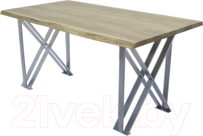 Обеденный стол Buro7 Призма с обзолом 180x80x76 (дуб беленый/серебристый)