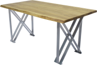 Обеденный стол Buro7 Призма с обзолом 180x80x76 (дуб натуральный/серебристый) - 