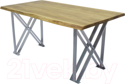 Обеденный стол Buro7 Призма с обзолом 180x80x76 (дуб натуральный/серебристый)
