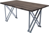 Обеденный стол Buro7 Призма с обзолом 180x80x76 (дуб мореный/серебристый) - 