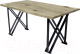 Обеденный стол Buro7 Призма с обзолом и сучками 180x80x76 (дуб беленый/черный) - 