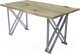 Обеденный стол Buro7 Призма с обзолом и сучками 180x80x76 (дуб беленый/серебристый) - 