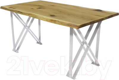 Обеденный стол Buro7 Призма с обзолом и сучками 180x80x76 (дуб натуральный/белый)