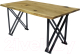 Обеденный стол Buro7 Призма с обзолом и сучками 180x80x76 (дуб натуральный/черный) - 