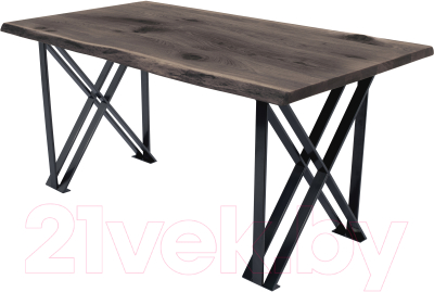 Обеденный стол Buro7 Призма с обзолом и сучками 180x80x76 (дуб мореный/черный)