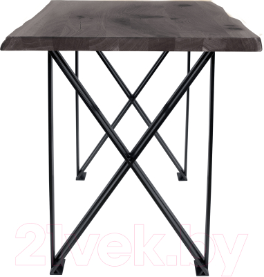 Обеденный стол Buro7 Призма с обзолом и сучками 180x80x76 (дуб мореный/черный)