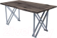 Обеденный стол Buro7 Призма с обзолом и сучками 180x80x76 (дуб мореный/серебристый) - 