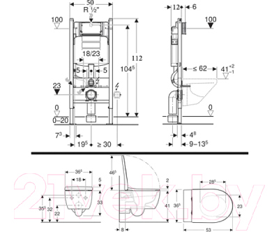 Унитаз подвесной с инсталляцией Geberit iCon Set 500.362.TC.I