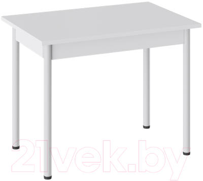 Обеденный стол ТриЯ Родос тип 1 с опорой (белый муар/белый)