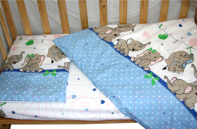 Комплект постельный для малышей Баю-Бай Слоники / К31-С4 (голубой)