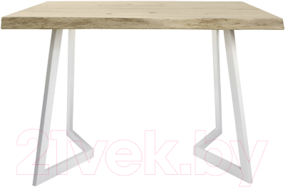 Обеденный стол Buro7 Уиллис с обзолом и сучками 110x80x74 (дуб беленый/белый)