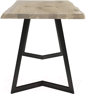 Обеденный стол Buro7 Уиллис с обзолом и сучками 110x80x74 (дуб беленый/черный)