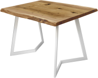 Обеденный стол Buro7 Уиллис с обзолом и сучками 110x80x74 (дуб натуральный/белый) - 