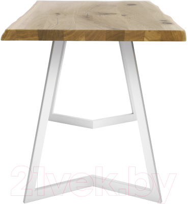 Обеденный стол Buro7 Уиллис с обзолом и сучками 110x80x74 (дуб натуральный/белый)