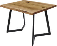 Обеденный стол Buro7 Уиллис с обзолом и сучками 110x80x74 (дуб натуральный/черный) - 