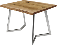 Обеденный стол Buro7 Уиллис с обзолом и сучками 110x80x74 (дуб натуральный/серебристый) - 