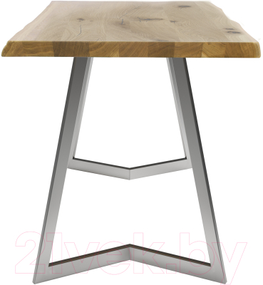Обеденный стол Buro7 Уиллис с обзолом и сучками 110x80x74 (дуб натуральный/серебристый)