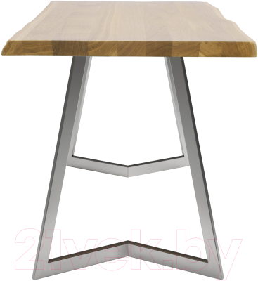 Обеденный стол Buro7 Уиллис с обзолом 120x80x74 (дуб натуральный/серебристый)