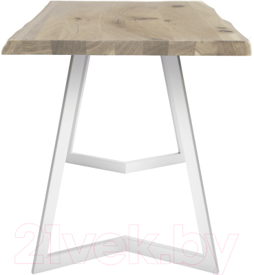 Обеденный стол Buro7 Уиллис с обзолом и сучками 120x80x74 (дуб беленый/белый)