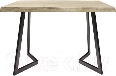 Обеденный стол Buro7 Уиллис с обзолом и сучками 120x80x74 (дуб беленый/черный)