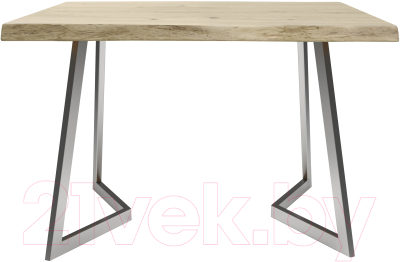 Обеденный стол Buro7 Уиллис с обзолом и сучками 120x80x74 (дуб беленый/серебристый)