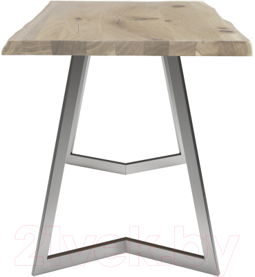 Обеденный стол Buro7 Уиллис с обзолом и сучками 120x80x74 (дуб беленый/серебристый)