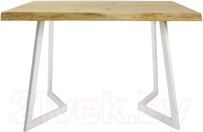 Обеденный стол Buro7 Уиллис с обзолом и сучками 120x80x74 (дуб натуральный/белый)