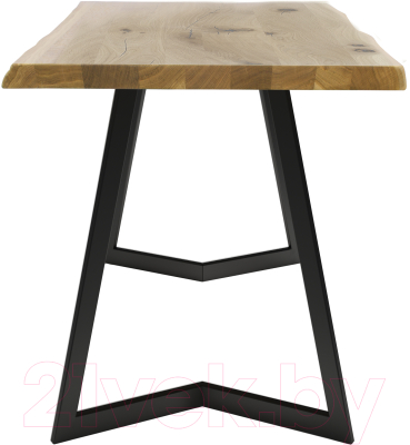 Обеденный стол Buro7 Уиллис с обзолом и сучками 120x80x74 (дуб натуральный/черный)