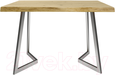 Обеденный стол Buro7 Уиллис с обзолом и сучками 120x80x74 (дуб натуральный/серебристый)