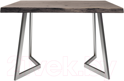 Обеденный стол Buro7 Уиллис с обзолом и сучками 120x80x74 (дуб мореный/серебристый)