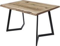 Обеденный стол Buro7 Уиллис с обзолом и сучками 150x80x74 (дуб беленый/черный) - 