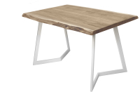 Обеденный стол Buro7 Уиллис с обзолом 150x80x74 (дуб беленый/белый) - 