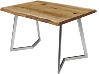 Обеденный стол Buro7 Уиллис с обзолом и сучками 150x80x74 (дуб натуральный/серебристый) - 
