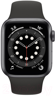 Умные часы Apple Watch Series 6 GPS 40mm / MG133 (алюминий серый космос/черный спортивный)