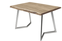 Обеденный стол Buro7 Уиллис с обзолом 150x80x74 (дуб беленый/серебристый) - 