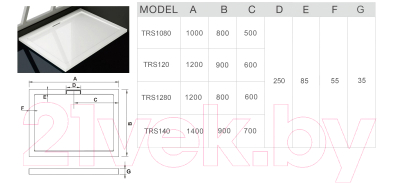 Душевой поддон WeltWasser TRS 12080 120x80x3.5 (с сифоном)