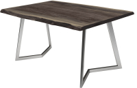 Обеденный стол Buro7 Уиллис с обзолом 180x80x74 (дуб мореный/серебристый) - 
