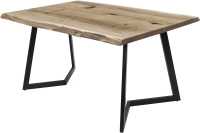 Обеденный стол Buro7 Уиллис с обзолом и сучками 180x80x74 (дуб беленый/черный) - 