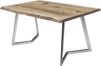 Обеденный стол Buro7 Уиллис с обзолом и сучками 180x80x74 (дуб беленый/серебристый) - 