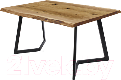 Обеденный стол Buro7 Уиллис с обзолом и сучками 180x80x74 (дуб натуральный/черный)