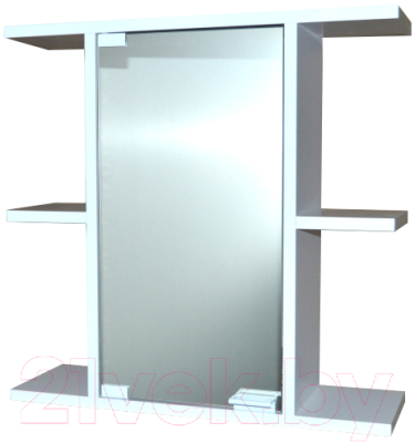 Шкаф с зеркалом для ванной Гамма 10 эконом (белый, левый)