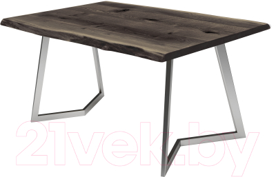 Обеденный стол Buro7 Уиллис с обзолом и сучками 180x80x74 (дуб мореный/серебристый)