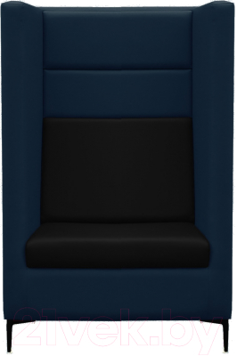 Кресло мягкое Brioli Дирк (L18-L22/синий/черные вставки)